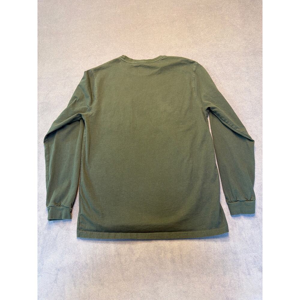 Wrangler Shirt Mens Medium Green Workwear Long Sleeve Pocket Polyester Crewneck - Picture 7 of 7